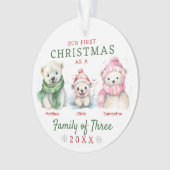 Polar Bear Familie von drei ersten Weihnachten Ornament (Vorderseite)