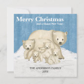 Polar Bear Familie von fünf frohen Weihnachten (Vorderseite)