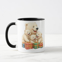 Polar Bear Family Holiday Mug Two-Tone Mug, 15 oz  Tasse
