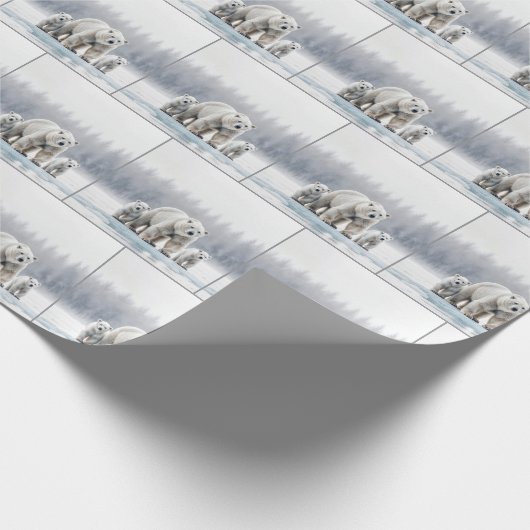 Polar Bear Family On an Ice Floe Geschenkpapier (Ecke)