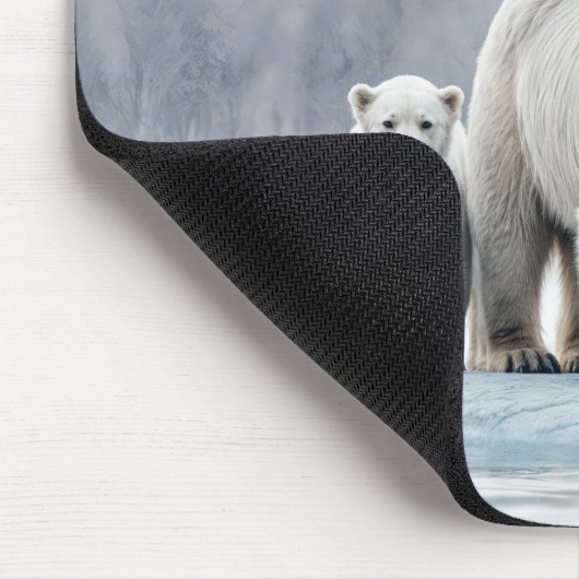 Polar Bear Family On an Ice Floe Mousepad (Ecke)