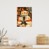 Polar Bear Family Reading Together on Christmas Poster (Küche)