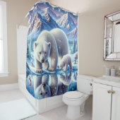 Polar Bear Family Snowy Scene Painting Duschvorhang (Beispiel)