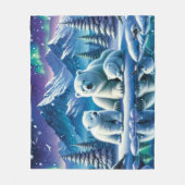 Polar Bear Family Snowy Scene Painting Fleecedecke (Vorderseite)