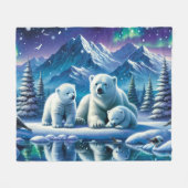 Polar Bear Family Snowy Scene Painting Fleecedecke (Vorderseite (Horizontal))