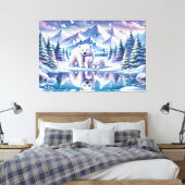 Polar Bear Family Snowy Scene Painting Leinwanddruck (Insitu (Schlafzimmer))
