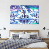 Polar Bear Family Snowy Scene Painting Leinwanddruck (Insitu (Schlafzimmer))