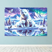 Polar Bear Family Snowy Scene Painting Leinwanddruck (Insitu (Holzboden))