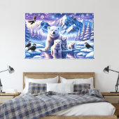 Polar Bear Family Snowy Scene Painting Leinwanddruck (Insitu (Schlafzimmer))