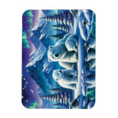 Polar Bear Family Snowy Scene Painting Magnet (Vertikal)