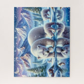 Polar Bear Family Snowy Scene Painting Puzzle (Vertikal)