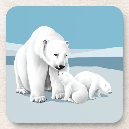 Polar Bear Family Untersetzer (Vorderseite)