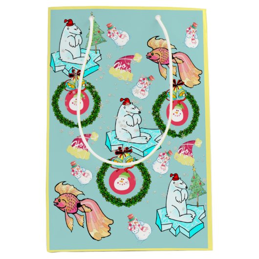 Polar Bear Fisch Weihnachtsgeschenk Taschen Mittlere Geschenktüte (Vorderseite)