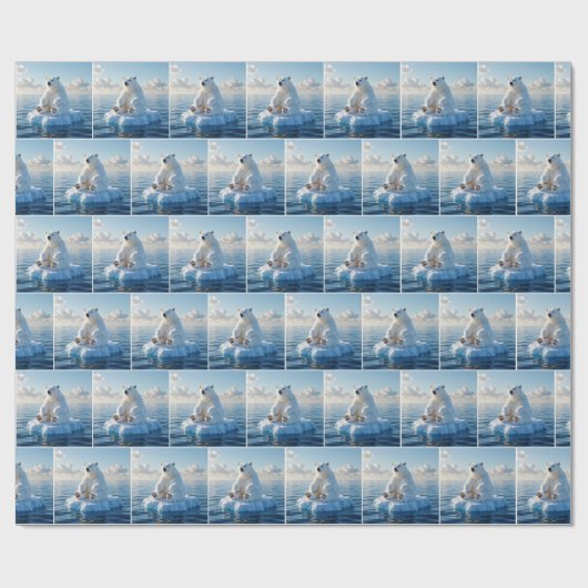 Polar Bear Floating On an Ice Floe Geschenkpapier (Flach)