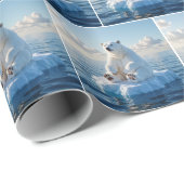 Polar Bear Floating On an Ice Floe Geschenkpapier (Rolleneckpunkt)