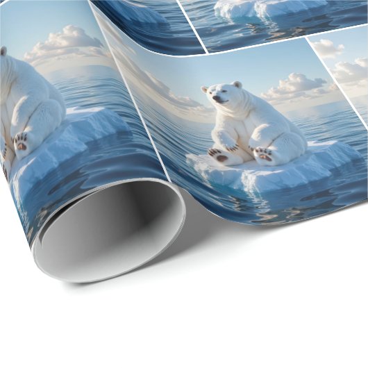 Polar Bear Floating On an Ice Floe Geschenkpapier (Rolleneckpunkt)