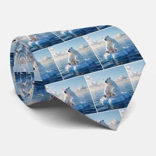 Polar Bear Floating On an Ice Floe Krawatte (Gerollt)
