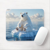 Polar Bear Floating On an Ice Floe Mousepad (Mit Mouse)