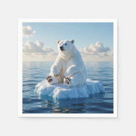 Polar Bear Floating On an Ice Floe Serviette