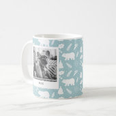 Polar Bear Floral & Pine Holiday Blue 2 Foto Tasse (Vorderseite Links)