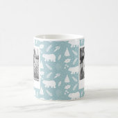 Polar Bear Floral & Pine Holiday Blue 2 Foto Tasse (Mittel)