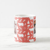 Polar Bear Floral & Pine Holiday Red 2 Foto Tasse (Mittel)