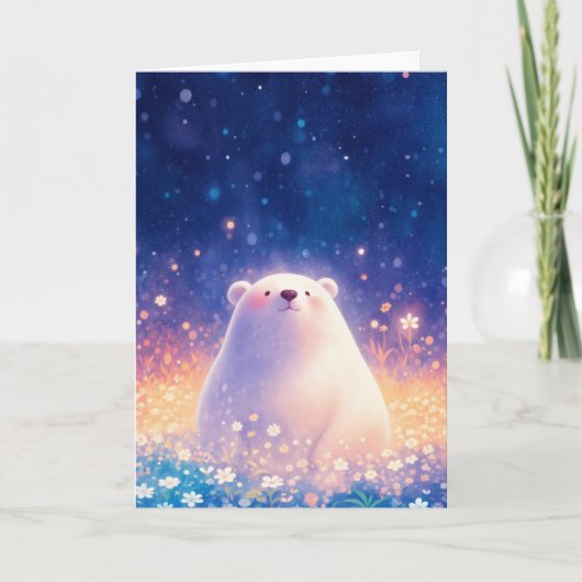 Polar Bear Floral World Karte (Vorderseite)