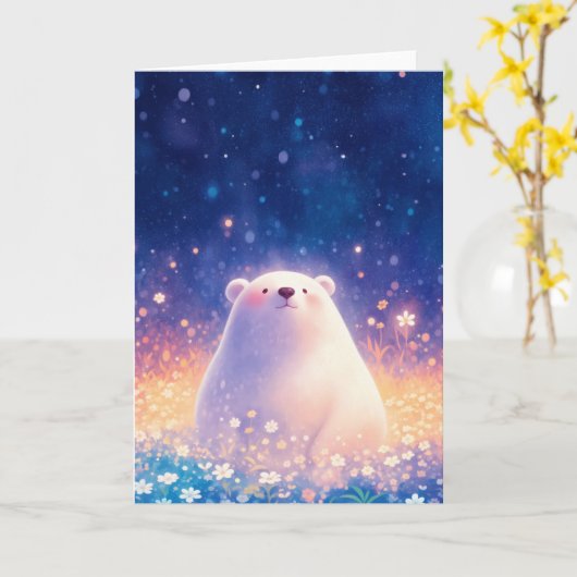 Polar Bear Floral World Karte (Gelbe Blume)