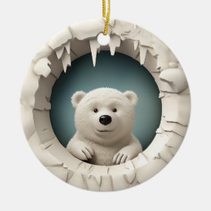 Polar Bear Flüchtige Blick-a-Boo, Weihnachten Keramik Ornament