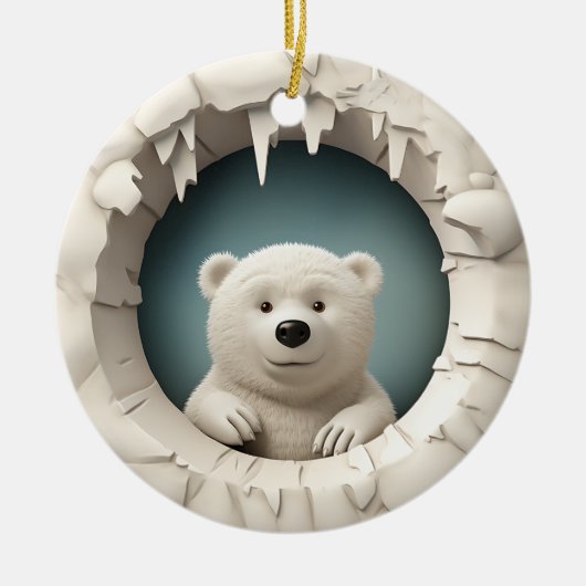 Polar Bear Flüchtige Blick-a-Boo, Weihnachten Keramik Ornament (Vorne)