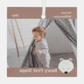 Polar Bear Foto Baby Erste Schritte Weihnachten Ornament Aus Glas (Rückseite)