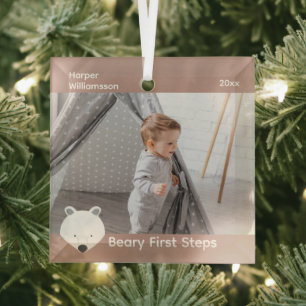 Polar Bear Foto Baby Erste Schritte Weihnachten Ornament Aus Glas