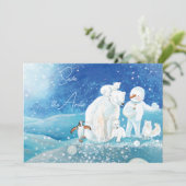 Polar Bear, Fox, Pinguin & Snowman Rettete die Ark Einladung (Stehend Vorderseite)