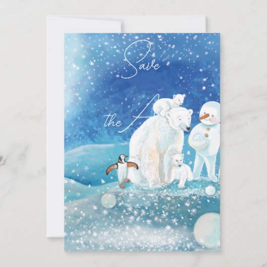 Polar Bear, Fox, Pinguin & Snowman Rettete die Ark Einladung (Rückseite)