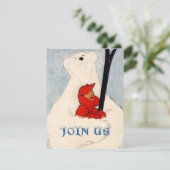 POLAR BEAR FRAU SKIING BIRTHTAY PARTY INVITE EINLADUNG (Stehend Vorderseite)