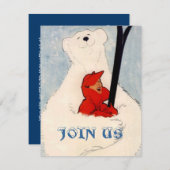 POLAR BEAR FRAU SKIING BIRTHTAY PARTY INVITE EINLADUNG (Vorne/Hinten)