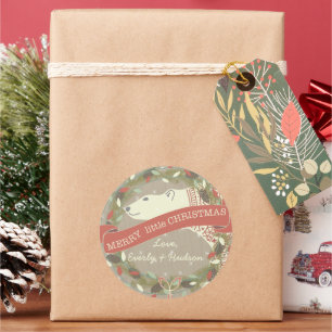 Polar Bear Frohe kleine Weihnachtsgärten des Licht Runder Aufkleber