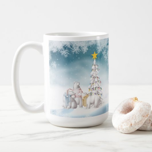 Polar Bear Frohe Weihnachtskaffee Tasse (Mit Donut)