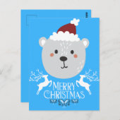 Polar Bear Funny Christmas Holidays Blue Postkarte (Vorne/Hinten)