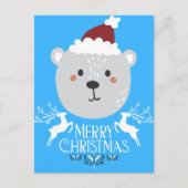 Polar Bear Funny Christmas Holidays Blue Postkarte (Vorderseite)