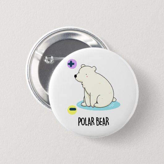 Polar Bear Funny Science Pub Button (Vorne & Hinten)