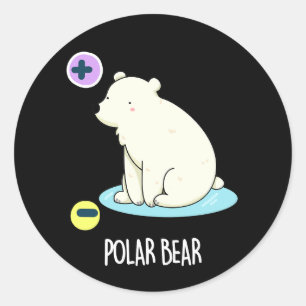 Polar Bear Funny Science Pub Dark BG Runder Aufkleber