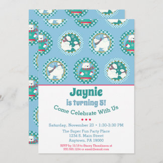 Polar Bear Geburtstag Einladung Winter Party Blau