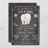 Polar Bear Girl Babydusche Einladung (Vorne/Hinten)