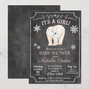 Polar Bear Girl Babydusche Einladung