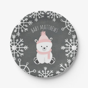 Polar Bear Girl Winter Baby Dusche Pappteller