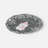 Polar Bear Girl Winter Baby Dusche Pappteller (Schrägansicht)