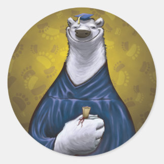 Polar Bear Graduate Sticker Blue