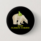 Polar Bear Green Frog Stop Climate Change Arctic Button (Vorderseite)