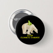 Polar Bear Green Frog Stop Climate Change Arctic Button (Vorne & Hinten)